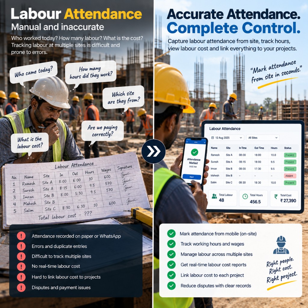 SA100 labour attendance marked from site with cost summaries