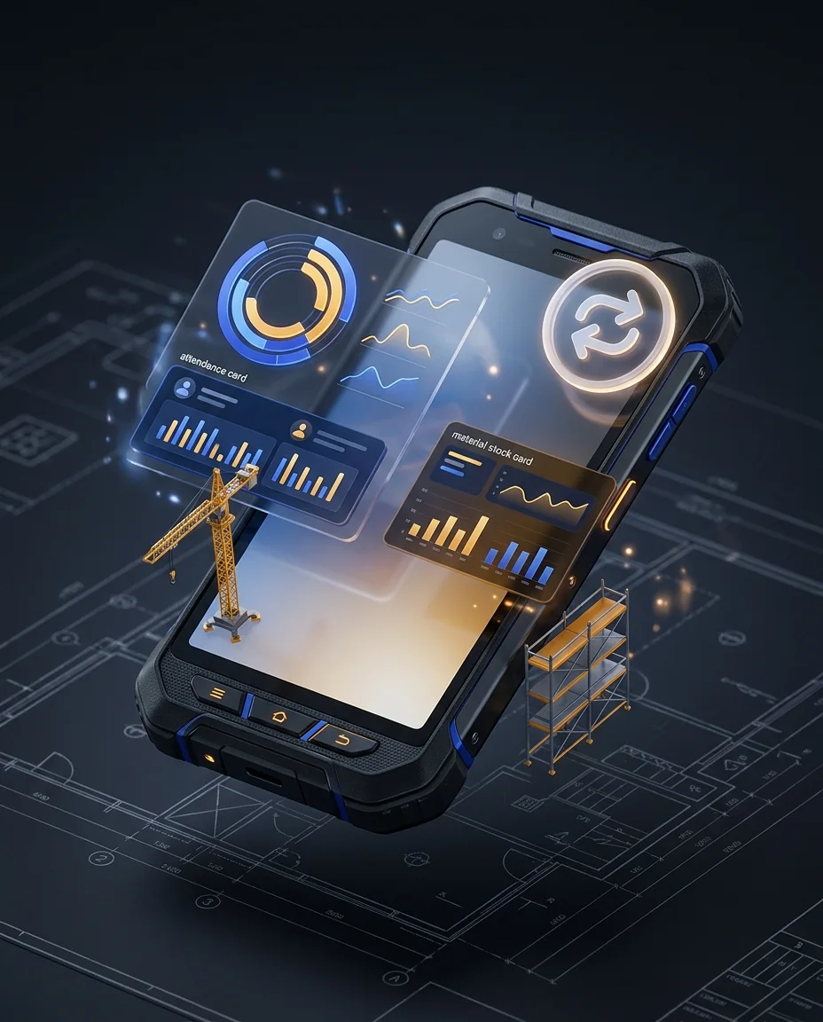 SA100 mobile construction ERP offline mode visual